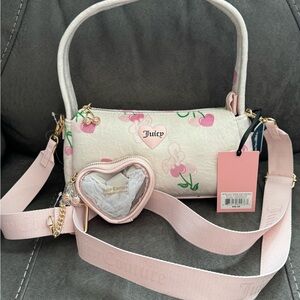 Juicy Couture Pink and Cream Cherry Shoulder Bag